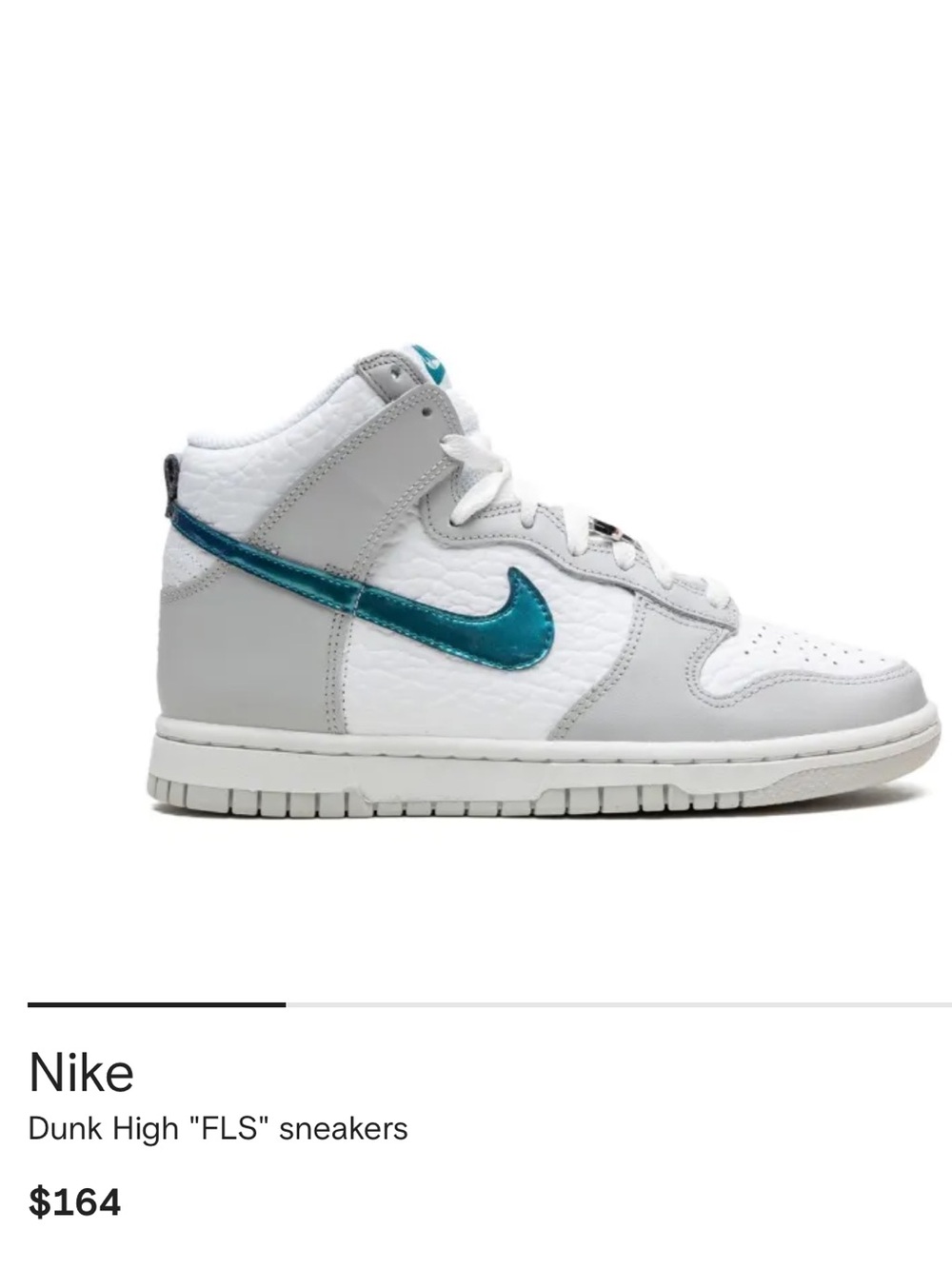 Nike Dunk High FLS Sneakers - White, Light Gray & Teal Size 7 women’s